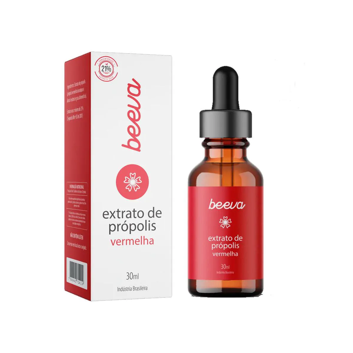 Extrato de Própolis Beeva Vermelho 21% Solução Gotas 30ml