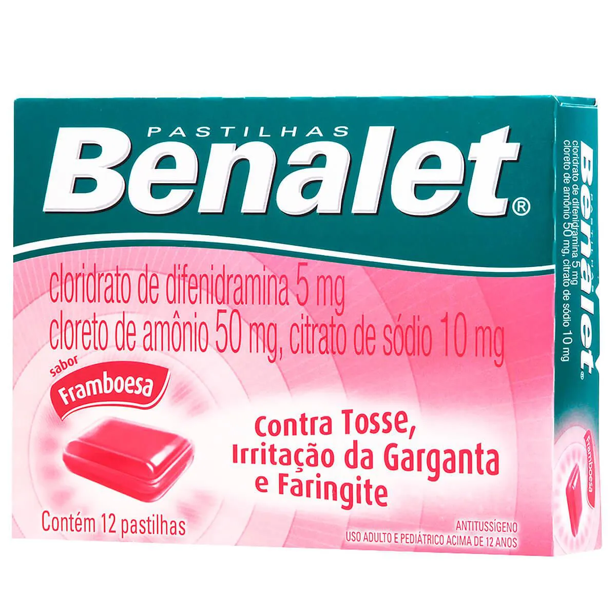 Pastilha Benalet Sabor Framboesa 12 unidades