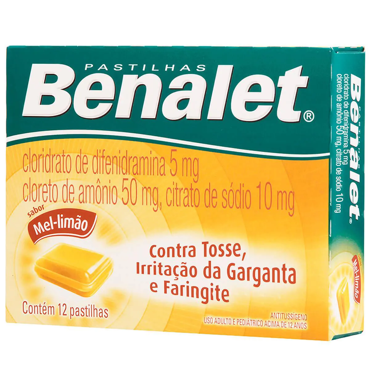 Pastilha Benalet Sabor Mel e Limão 12 unidades