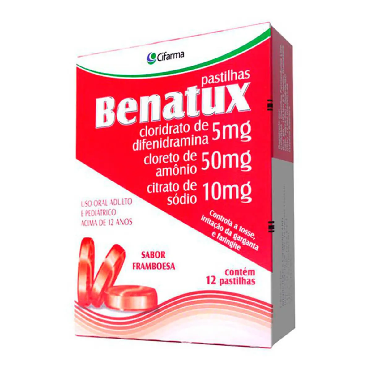 Pastilha Benatux Sabor Framboesa 12 unidades