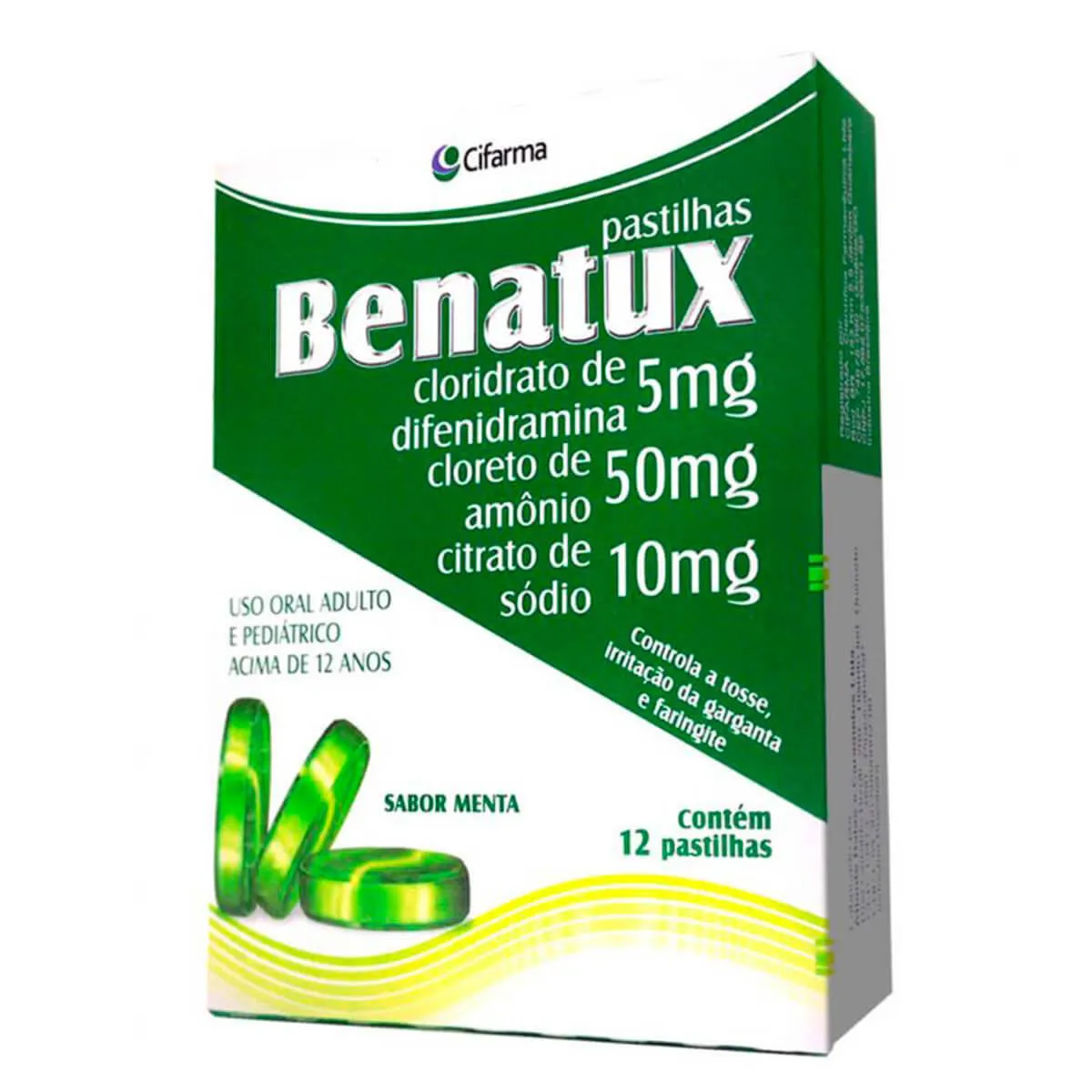 Pastilha Benatux Sabor Menta 12 unidades