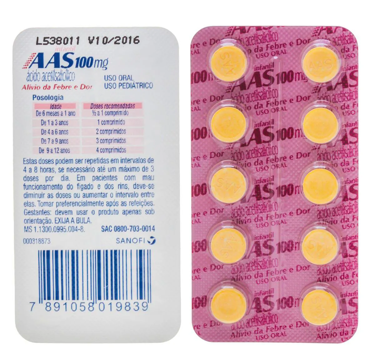 Ácido Acetilsalicílico 100mg EMS com 10 comprimidos | Droga Raia
