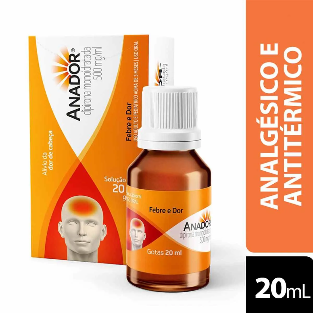 Anador Dipirona Sódica 500mg/ml Solução Gotas 20ml