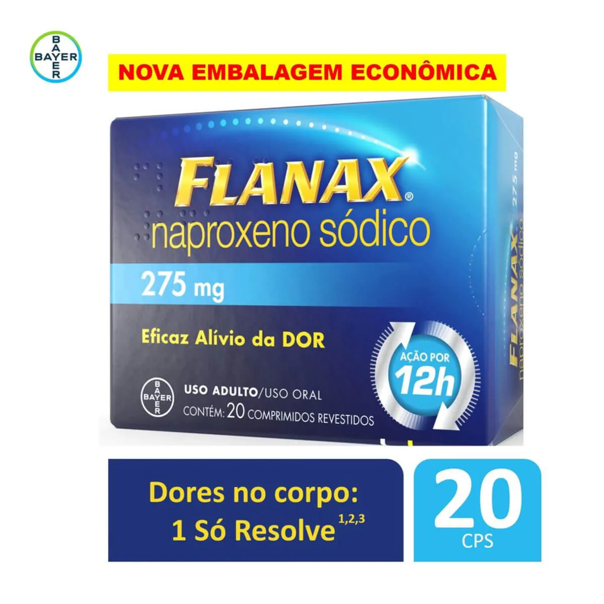 Flanax Naproxeno Sódico 275mg 20 comprimidos