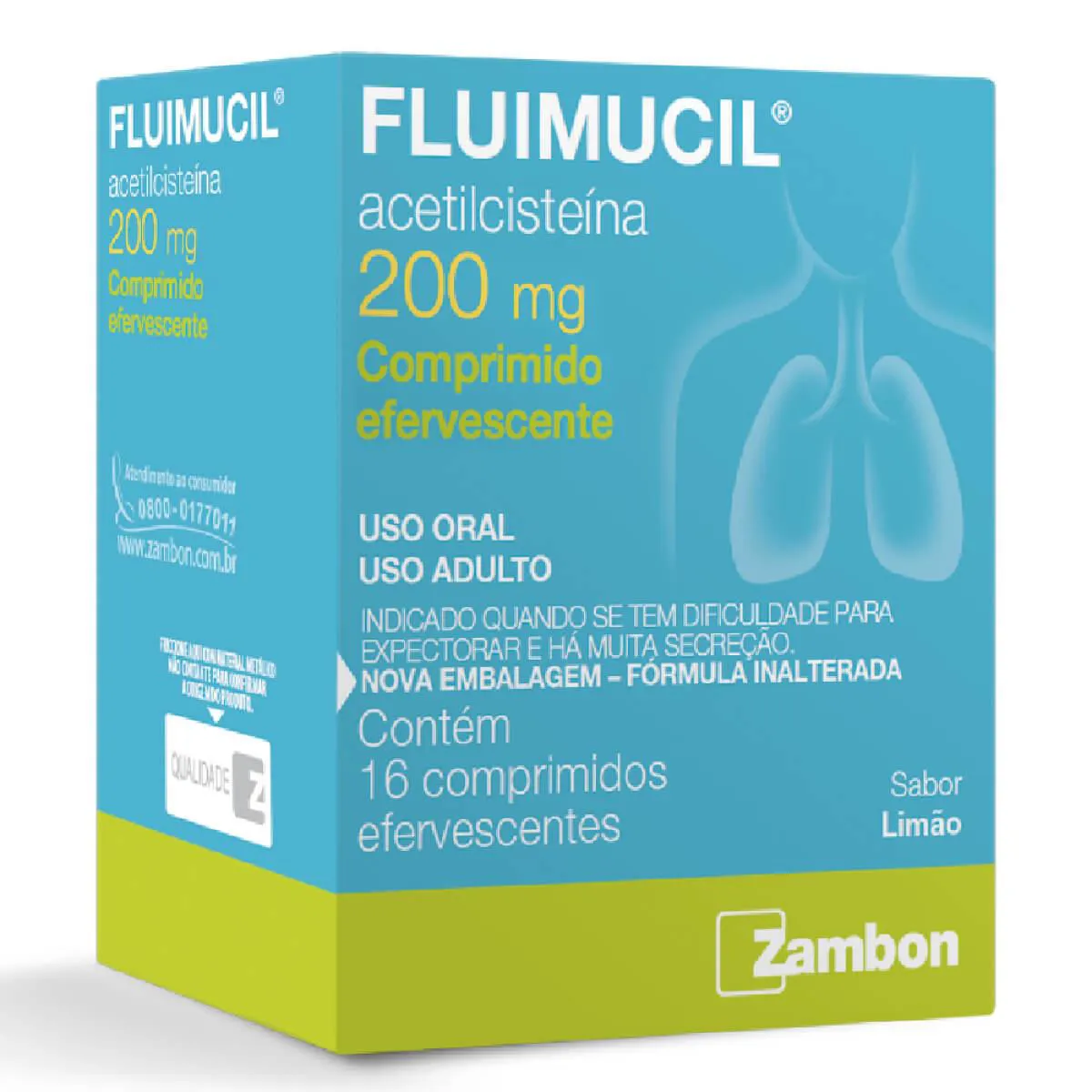 Fluimucil 200mg Sabor Limão 16 comprimidos efervescentes