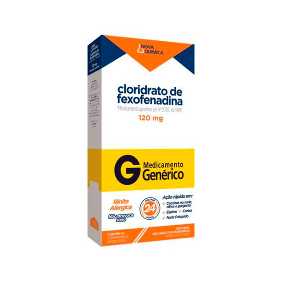 Cloridrato de Fexofenadina 120mg 10 comprimidos Nova Química Genérico