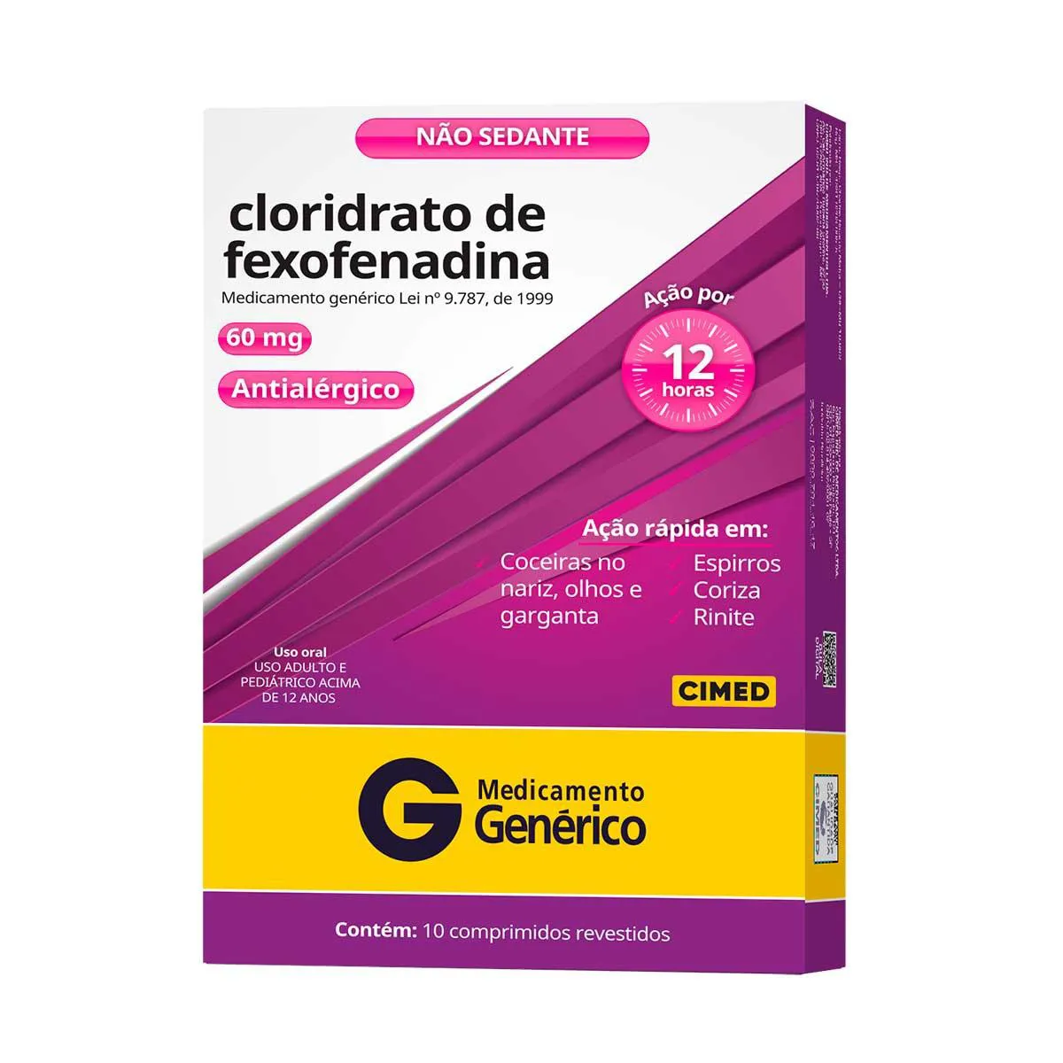 Cloridrato de Fexofenadina 60mg 10 comprimidos Cimed Genérico