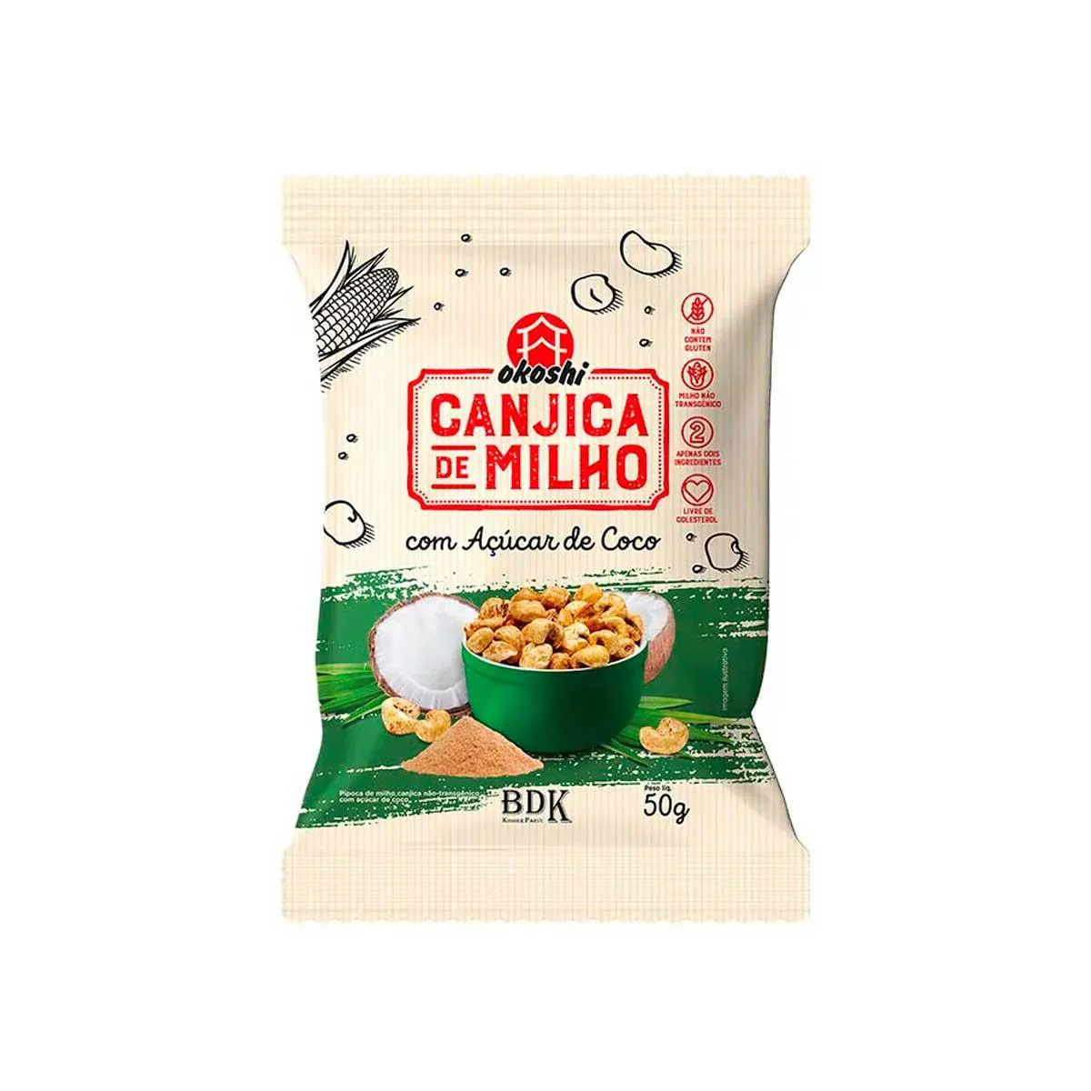 Canjica de Milho Okoshi Açúcar de Coco 50g