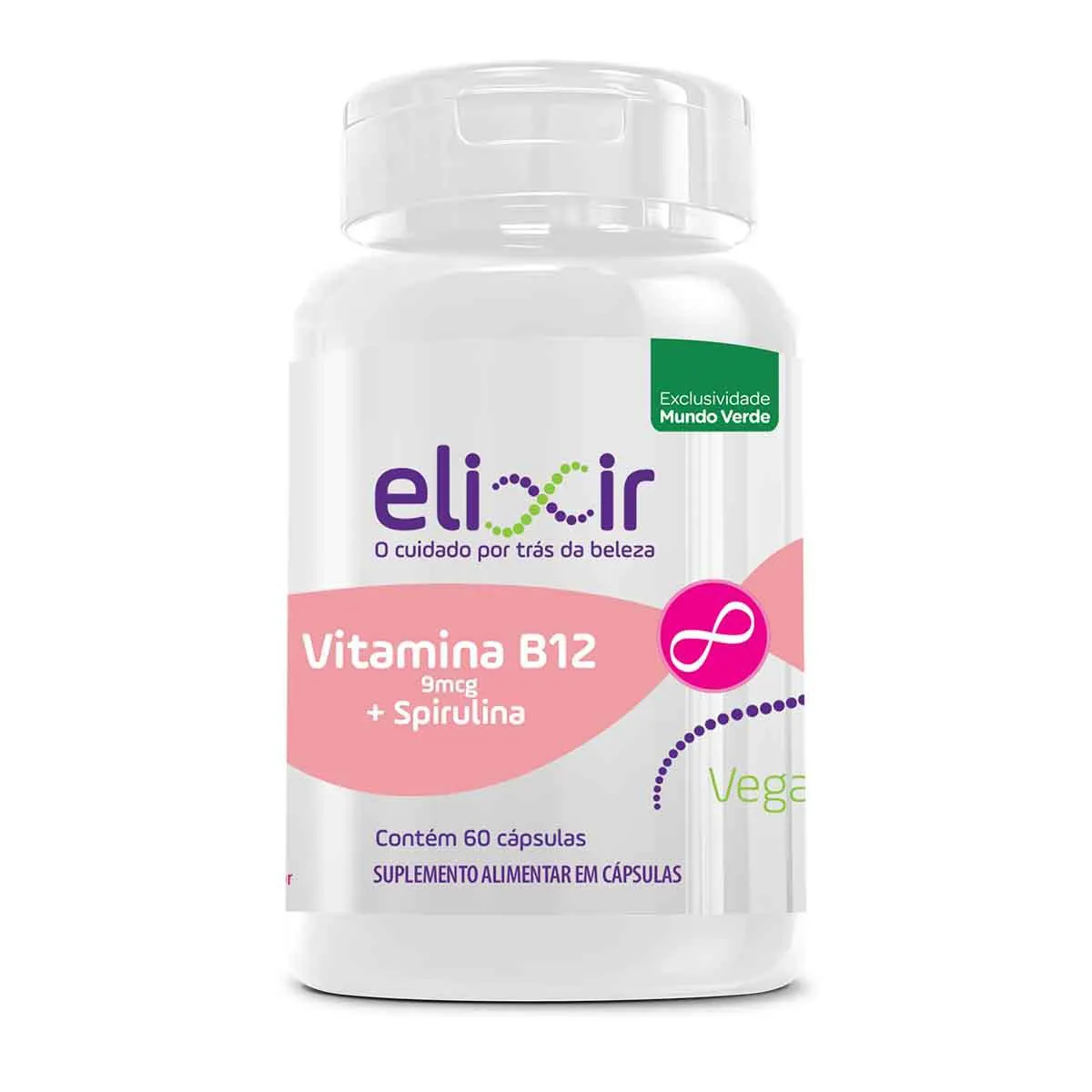 Vitamina B12 9mcg + Spirulina Elixir 60 cápsulas Preço exclusivo