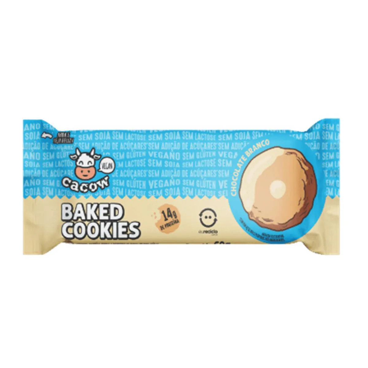 Biscoito de Proteína Cacow Baked Cookies Chocolate Branco 14g