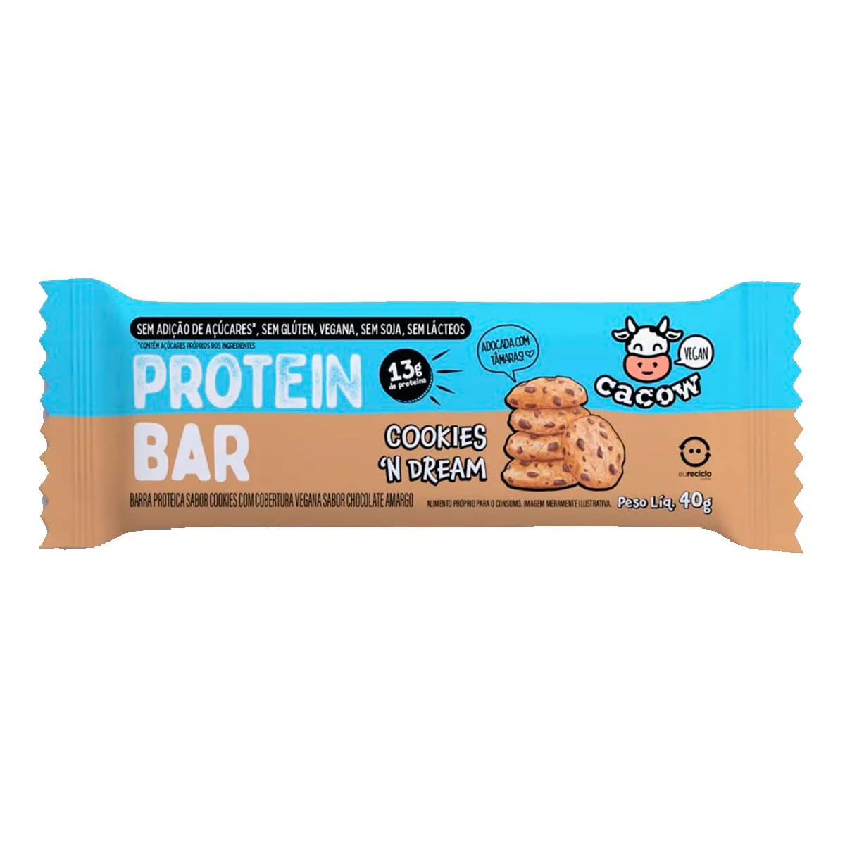 Barra de Proteína Cacow Protein Bar Cookies N' Dream 13g