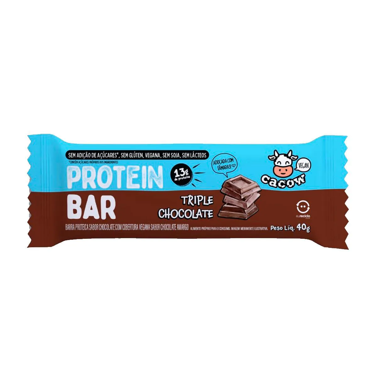 Barra de Proteína Cacow Protein Bar Triplo Chocolate 13g