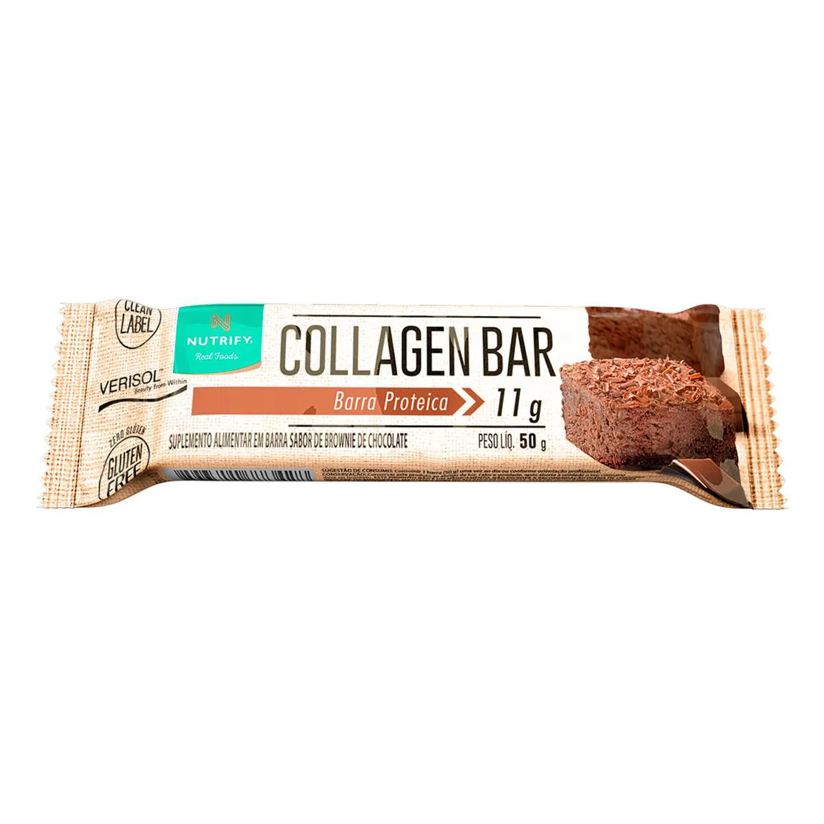 Barra Proteica Nutrify Collagen Bar Brownie de Chocolate 50g