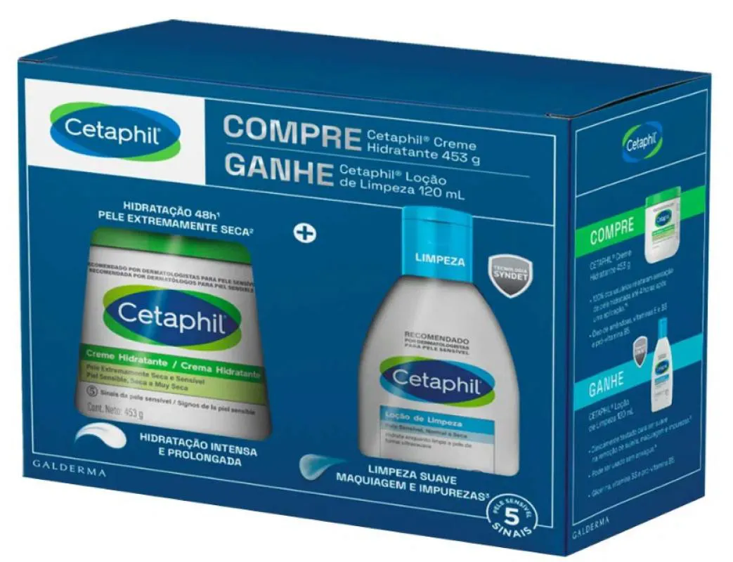 KIT CETAPHIL CREME HIDRATANTE 453G + LOçãO DE LIMPEZA 120ML