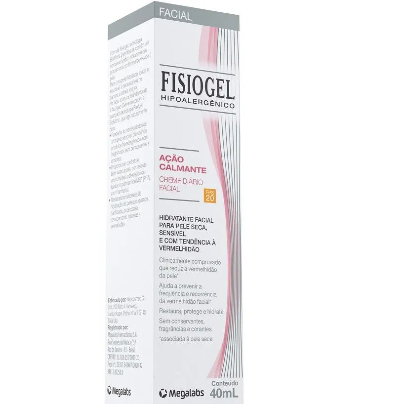 FISIOGEL CREME FACIAL AçãO CALMANTE FPS 20 - 40ML MEGALABS