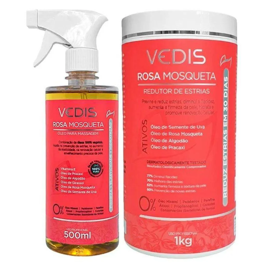 KIT ROSA MOSQUETA CREME ANTIESTRIAS E ÓLEO PARA MASSAGEM
