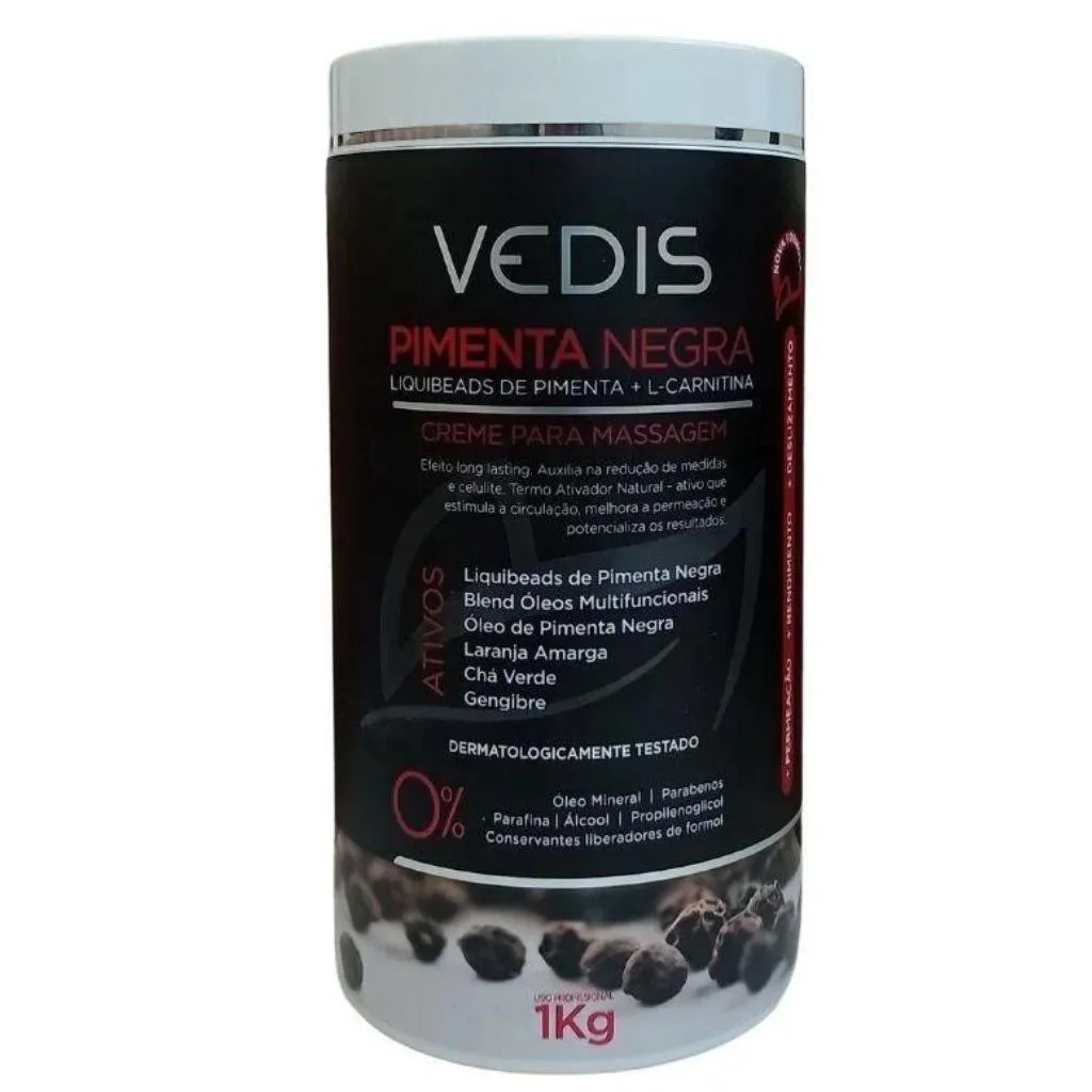 CREME DE MASSAGEM TERMO ATIVADOR PIMENTA NEGRA VEDIS 1KG