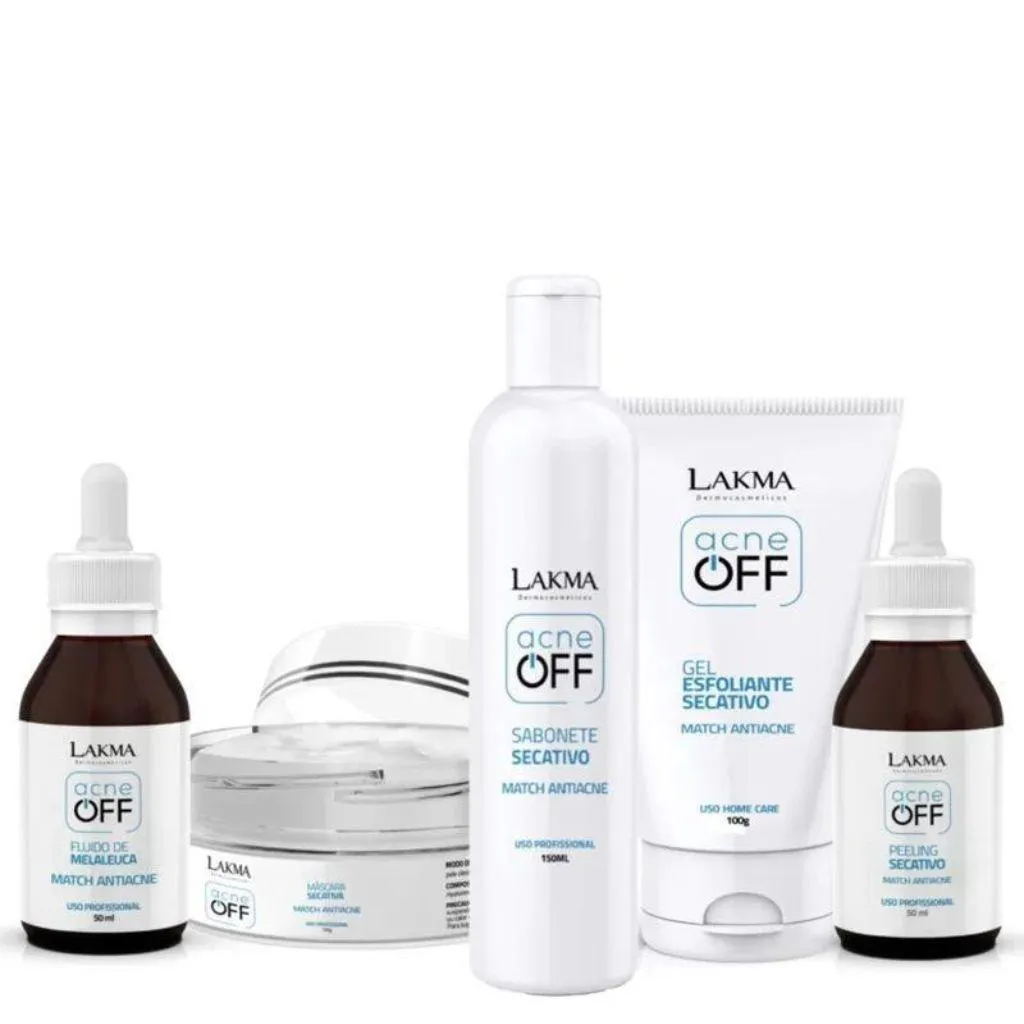 KIT ACNE OFF PEELING QUíMICO SECATIVO 5 ITENS LAKMA