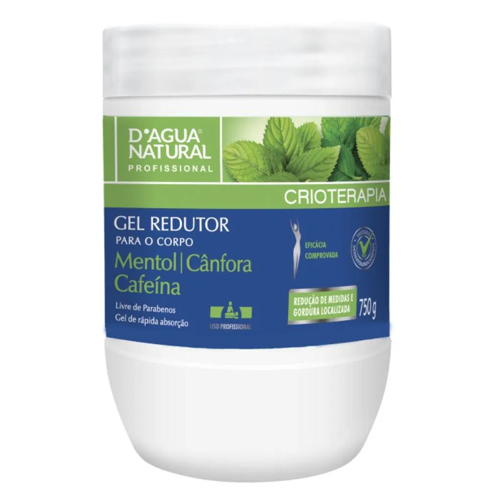GEL REDUTOR MENTOL CâNFORA E CAFEíNA DAGUA NATURAL 750G
