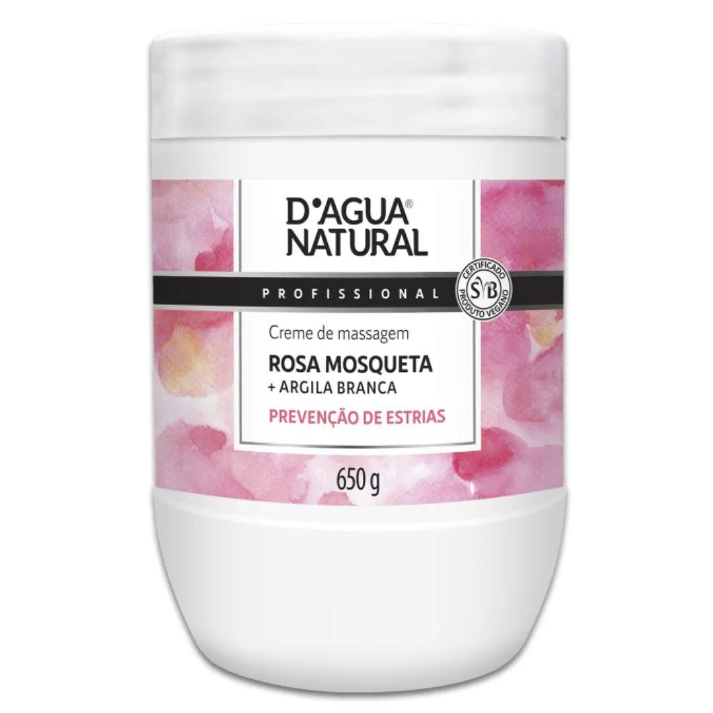 CREME ROSA MOSQUETA E ARGILA BRANCA ANTI ESTRIAS DAGUA NATURAL 650G