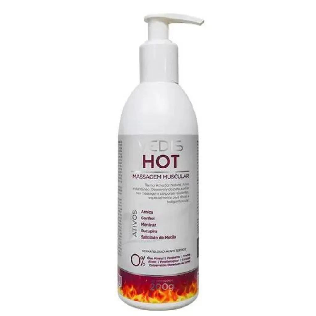 CREME TERMO ATIVADOR MASSAGEM MUSCULAR VEDIS HOT 200ML