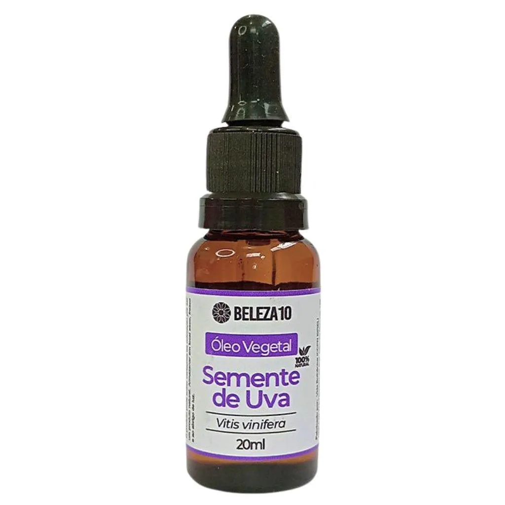 ÓLEO VEGETAL SEMENTE DE UVA 100% PURO 20ML BELEZA10