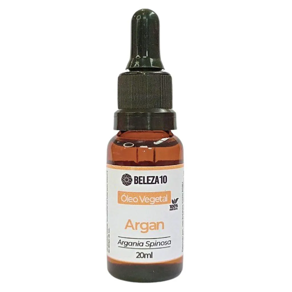 ÓLEO VEGETAL ARGAN 100% PURO 20ML BELEZA10