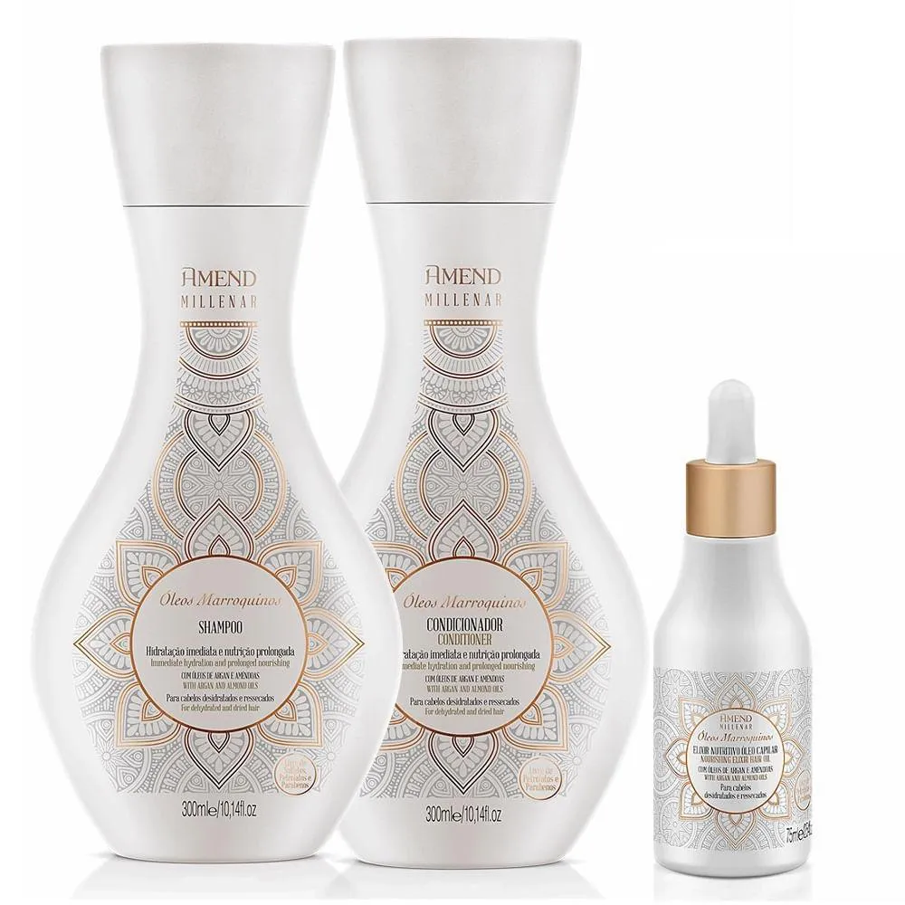 KIT DE BRILHO AMEND MILLENAR ÓLEOS MARROQUINOS PEQUENO