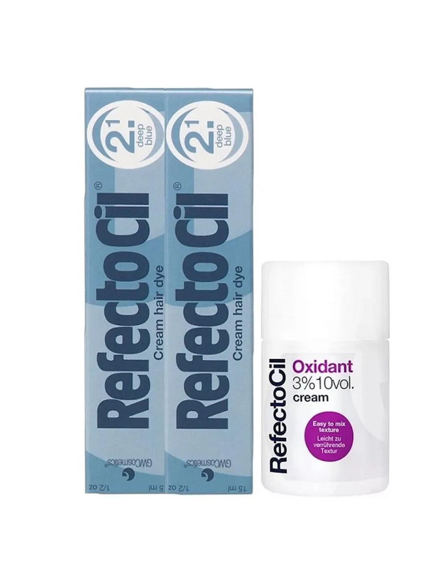 KIT REFECTOCIL 2 TINTA + 1 OXIDANTE CREME N° 2.1 AZUL PROFUNDO