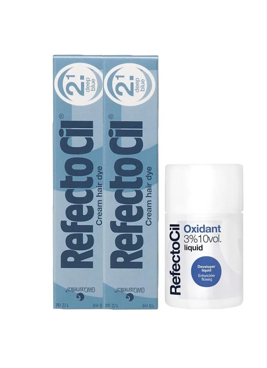 KIT REFECTOCIL 2 TINTA + 1 OXIDANTE N° 2.1 AZUL PROFUNDO