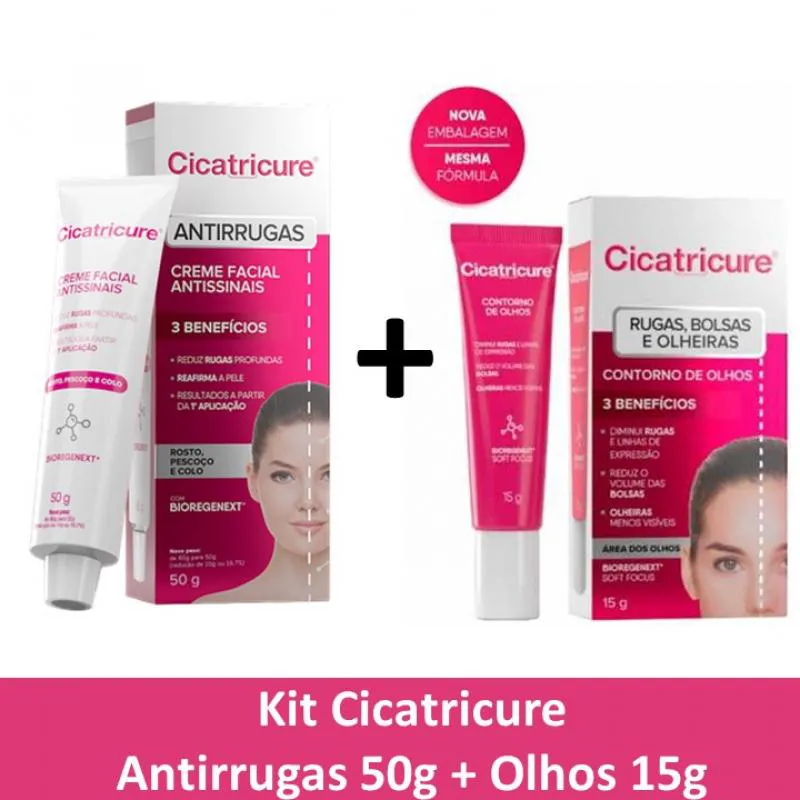 KIT CICATRICURE ANTI IDADE 50G E CONTORNO DOS OLHOS 15G