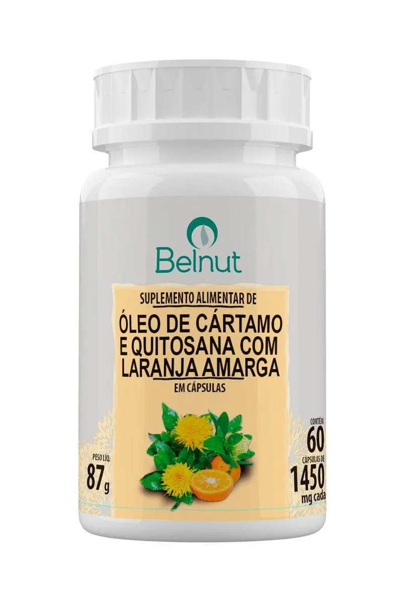 ÓLEO DE CARTAMO E QUITOSANA C/LARANJA AMARGA BELNUT 60 CAPS SOFTGEL 1450MG