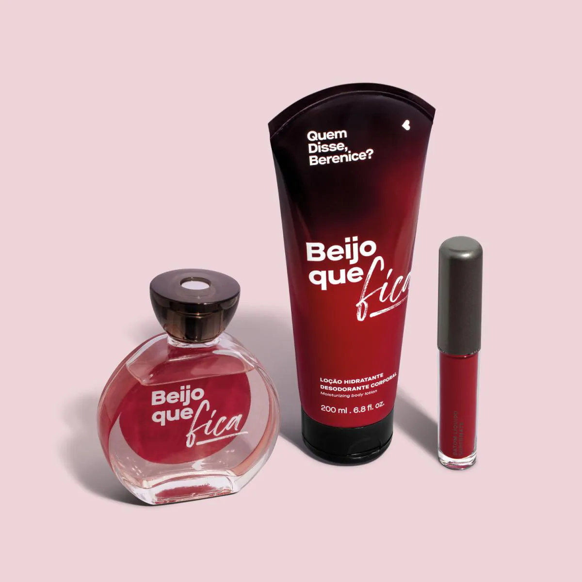 Combo Beijo Que Fica: Desodorante Colônia + Loção Corporal + Batom Líquido
