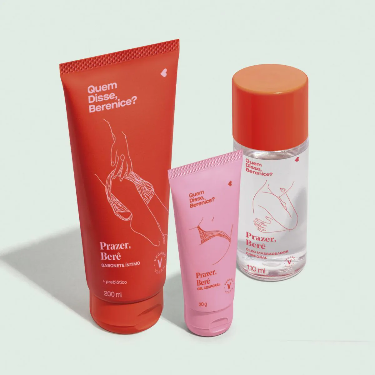 Quem Disse, Berenice? Kit Prazer, Berê: Sabonete Líquido Íntimo 200Ml + Gel Corporal 30G + Óleo Massageador Corporal 110Ml