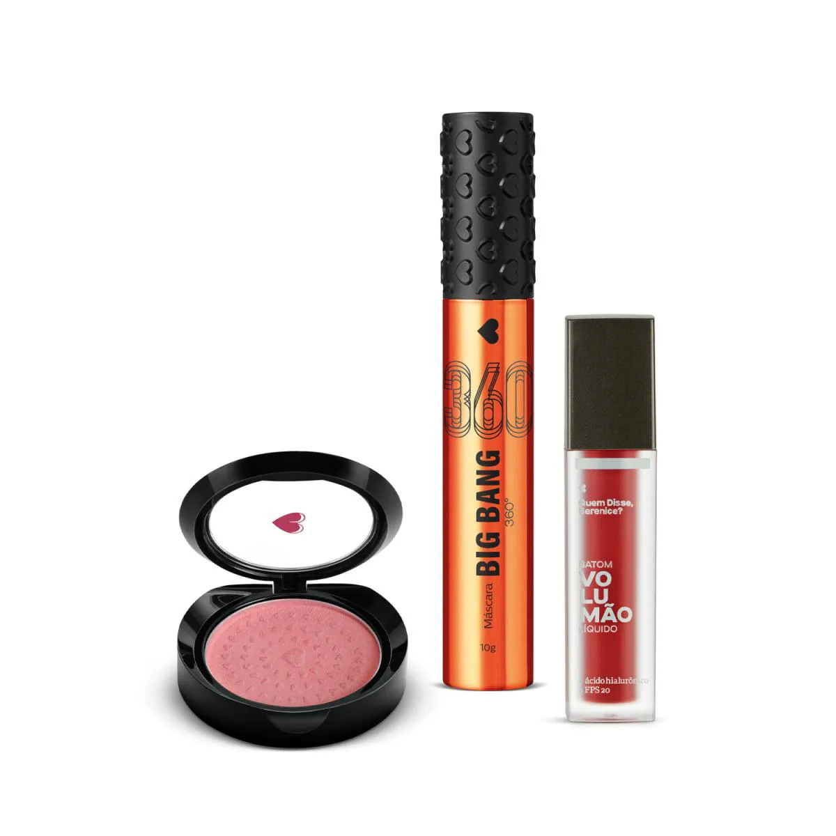 Quem Disse, Berenice? Kit Make Dos Sonhos: Máscara De Cílios Big Bang 360 + Blush Compacto Rosita + Batom Líquido Volumão Morangoli