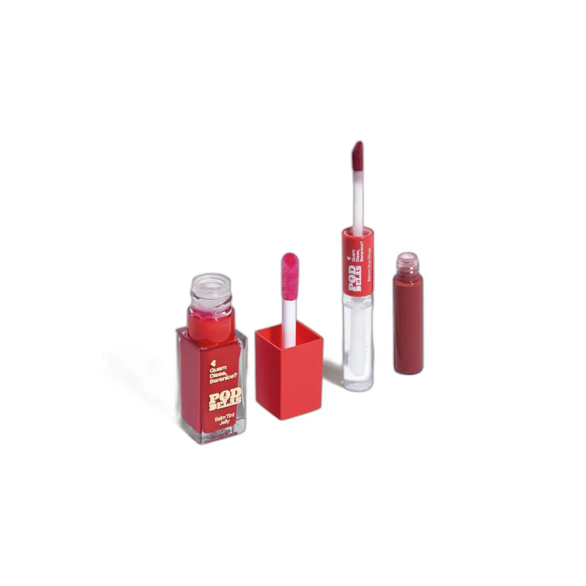 Combo Qdb Pod Delas: Balm Tint Jelly Vermelho Ao Vivo 6,5Ml + Batom Duo Vermelho Se Inscreve 8Ml