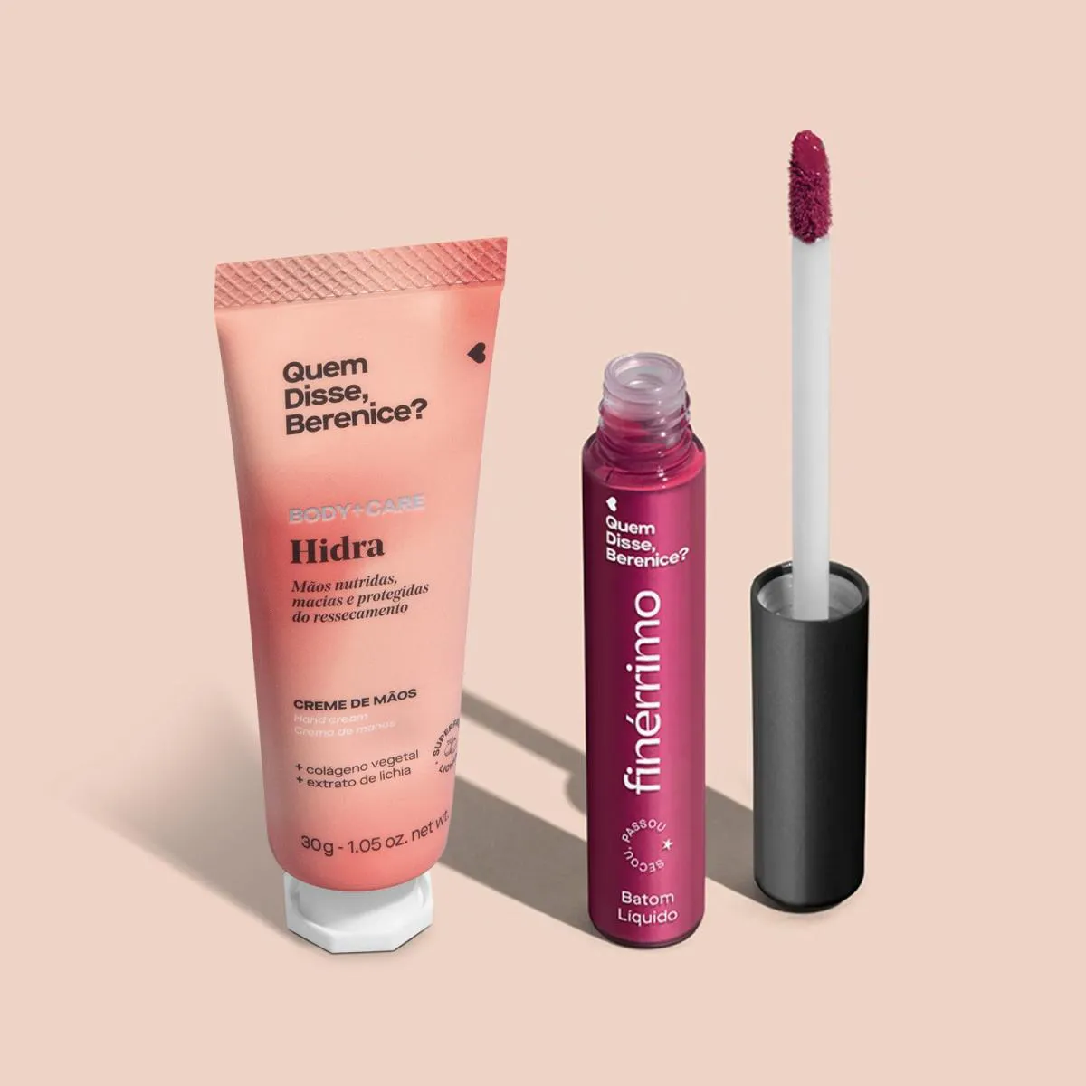 Combo Hidra Creme Para Mãos 30G + Batom Líquido Malva Finérrimo 5Ml