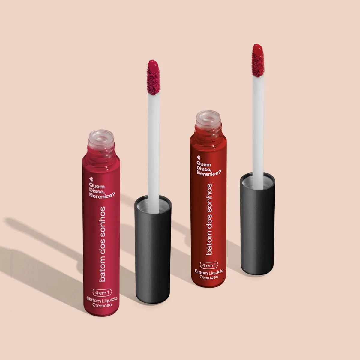 Combo Batom Líquido Cremoso Dos Sonhos: Rosa Energia 5Ml + Vermelho Positividade 5Ml