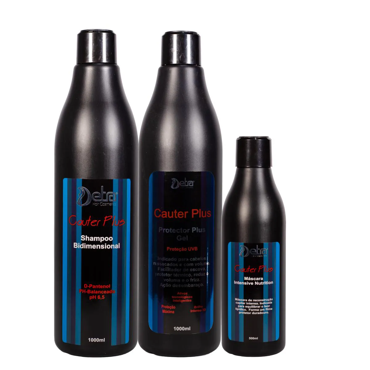 KIT DETRA PROFESSIONAL CAUTER PLUS SHAMPOO, GEL E MáSCARA