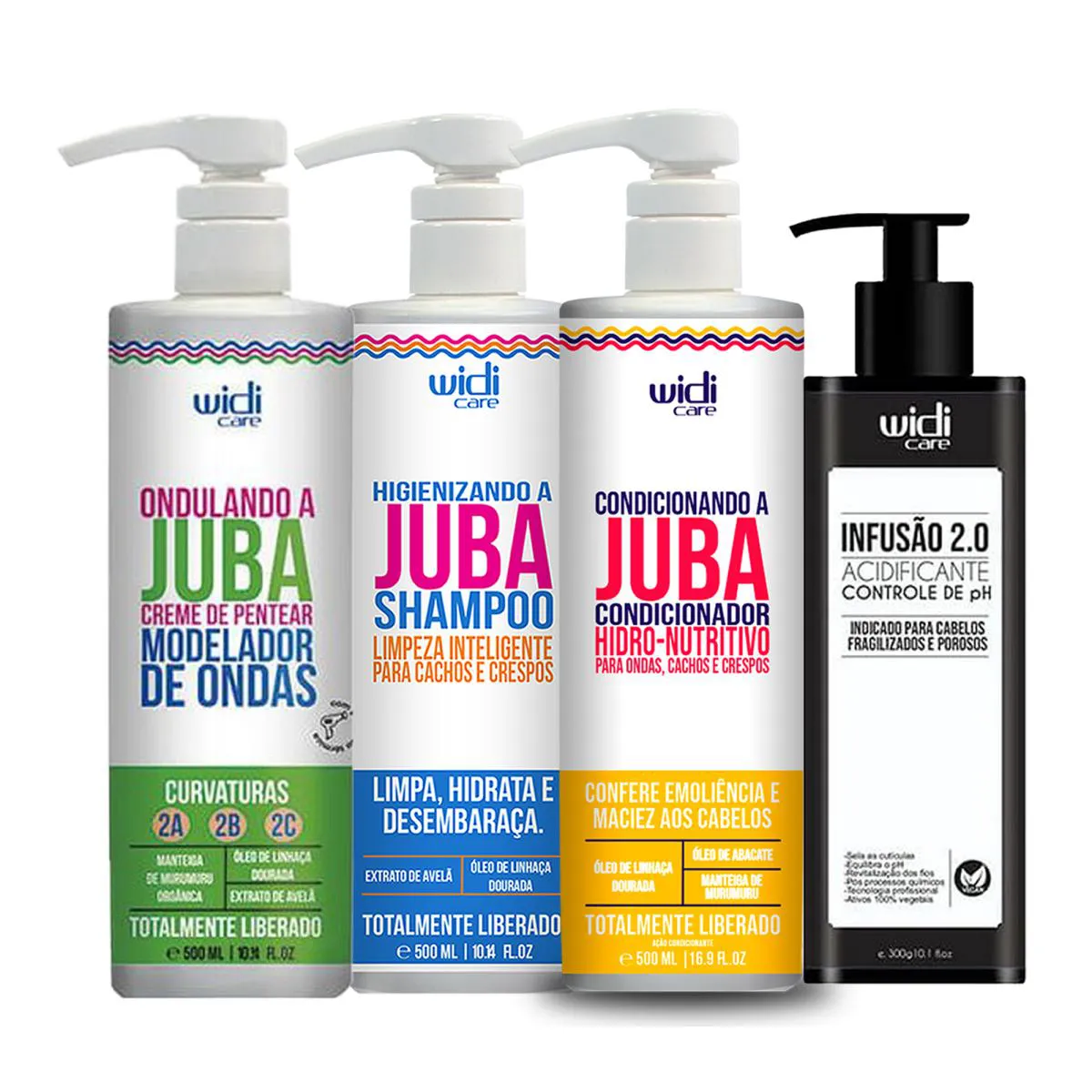 KIT WIDI JUBA ONDULANDO, CONDICIONADOR, SHAMPOO E ACIDIFICANTE INFUSãO 2.0 300ML