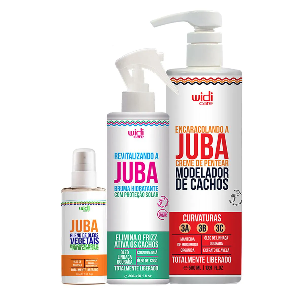 KIT WIDI CARE LINHA JUBA ENCARACOLANDO, BRUMA, BLEND VEGETAL