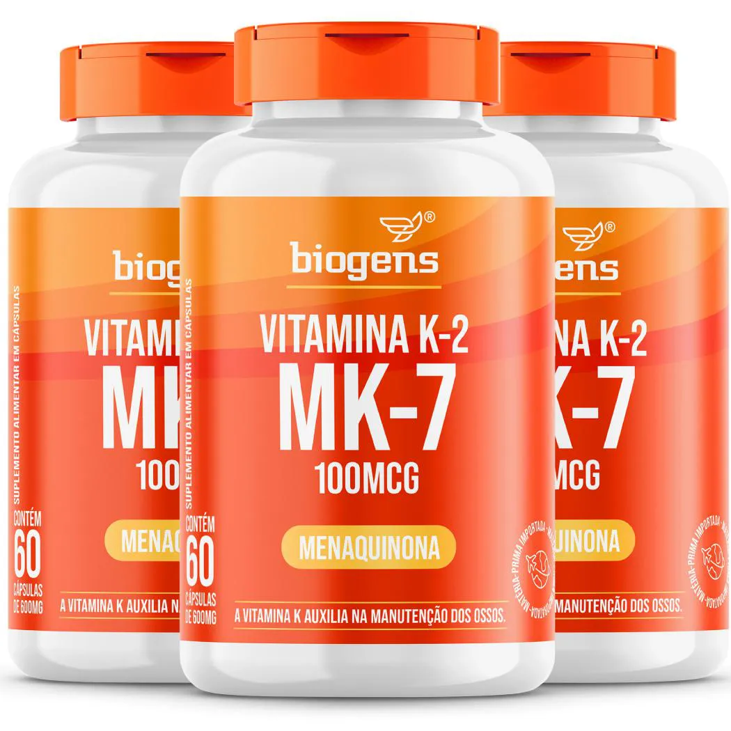 BIOGENS KIT 3X VITAMINA K2 MK-7, 60 CÁPSULAS, 100MCG, MK7