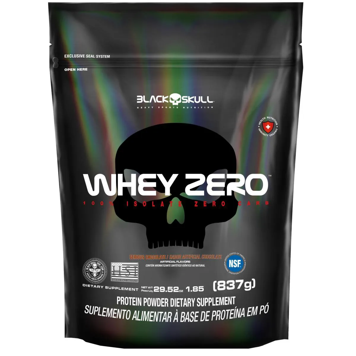 WHEY ZERO BLACK SKULL REFIL - 837G (WHEY PROTEIN ISOLADO) CHOCOLATE