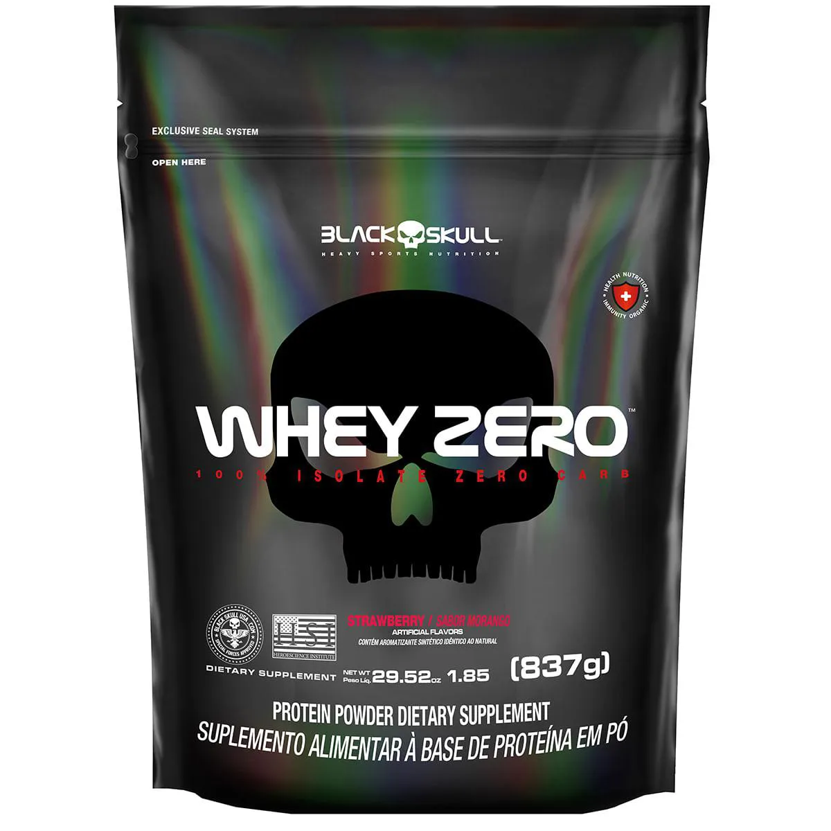 WHEY ZERO BLACK SKULL REFIL - 837G (WHEY PROTEIN ISOLADO) MORANGO