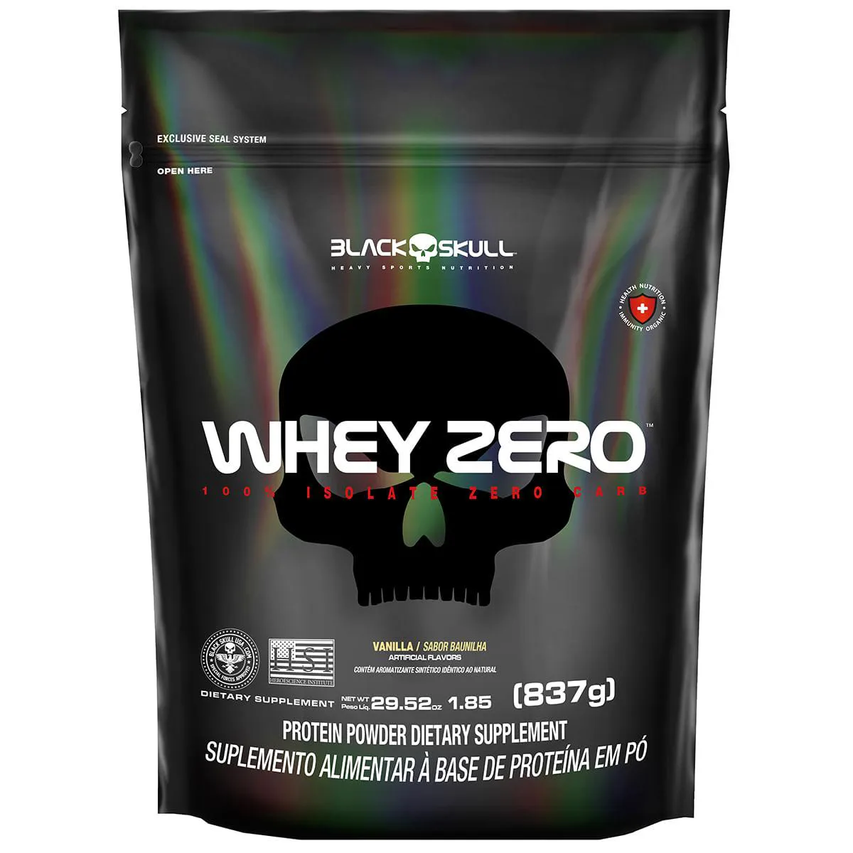 WHEY ZERO BLACK SKULL REFIL - 837G (WHEY PROTEIN ISOLADO) BAUNILHA