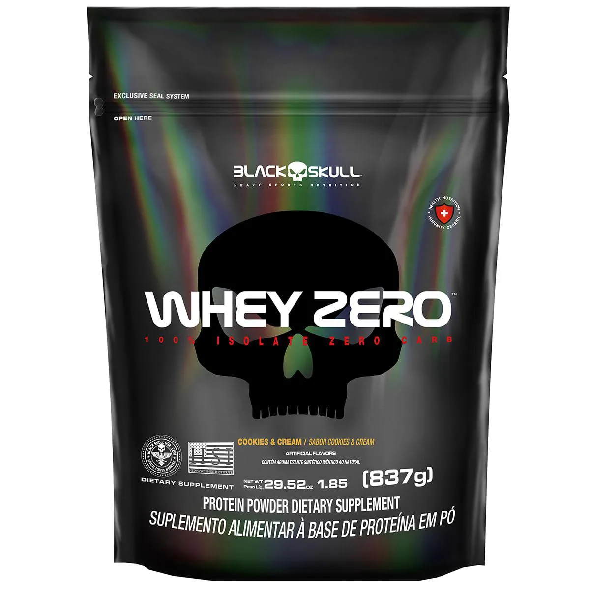 WHEY ZERO BLACK SKULL REFIL - 837G (WHEY PROTEIN ISOLADO) COOKIES & CREAM