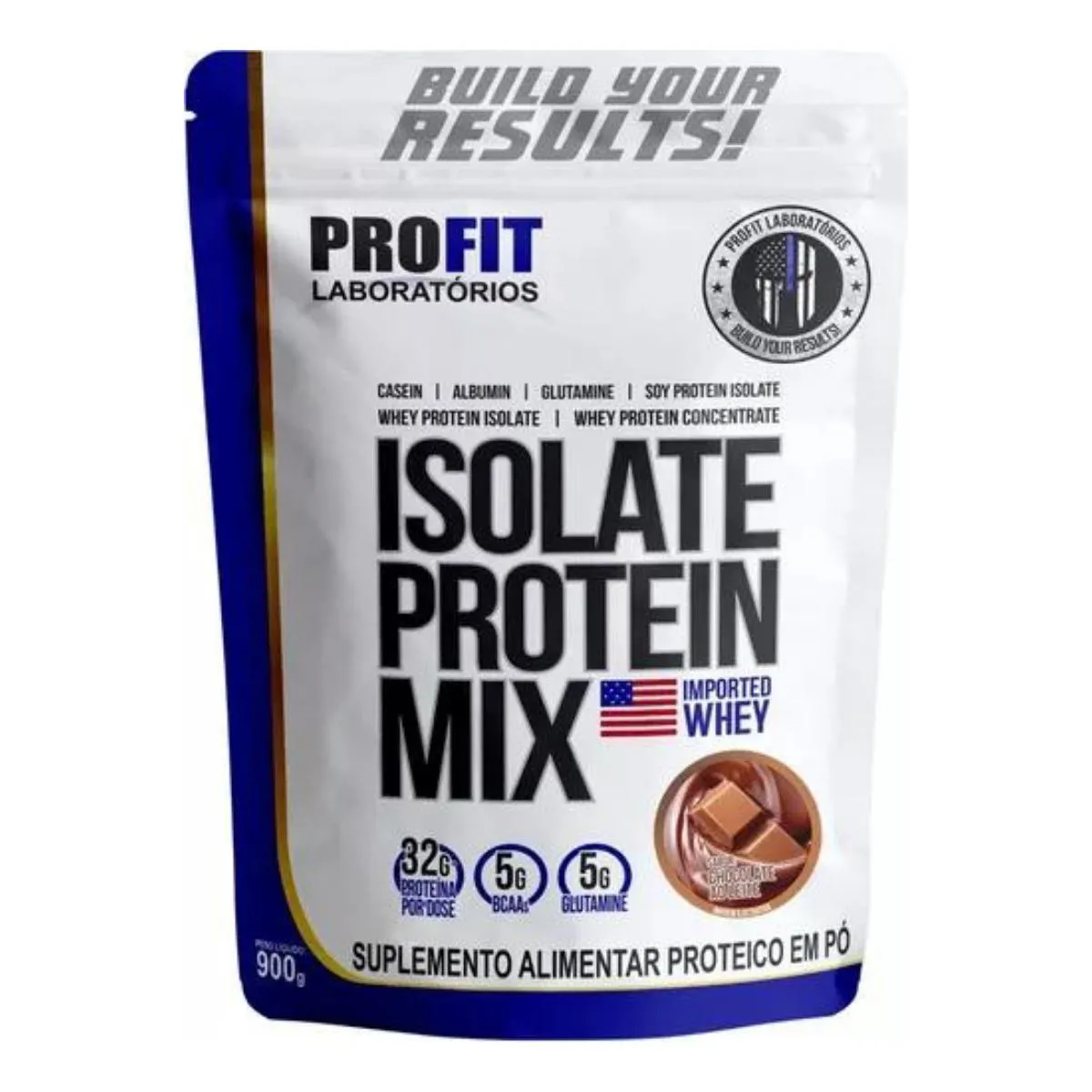 WHEY PROTEIN ISOLADO MIX REFIL 900G - PROFIT Chocolate AO Leite