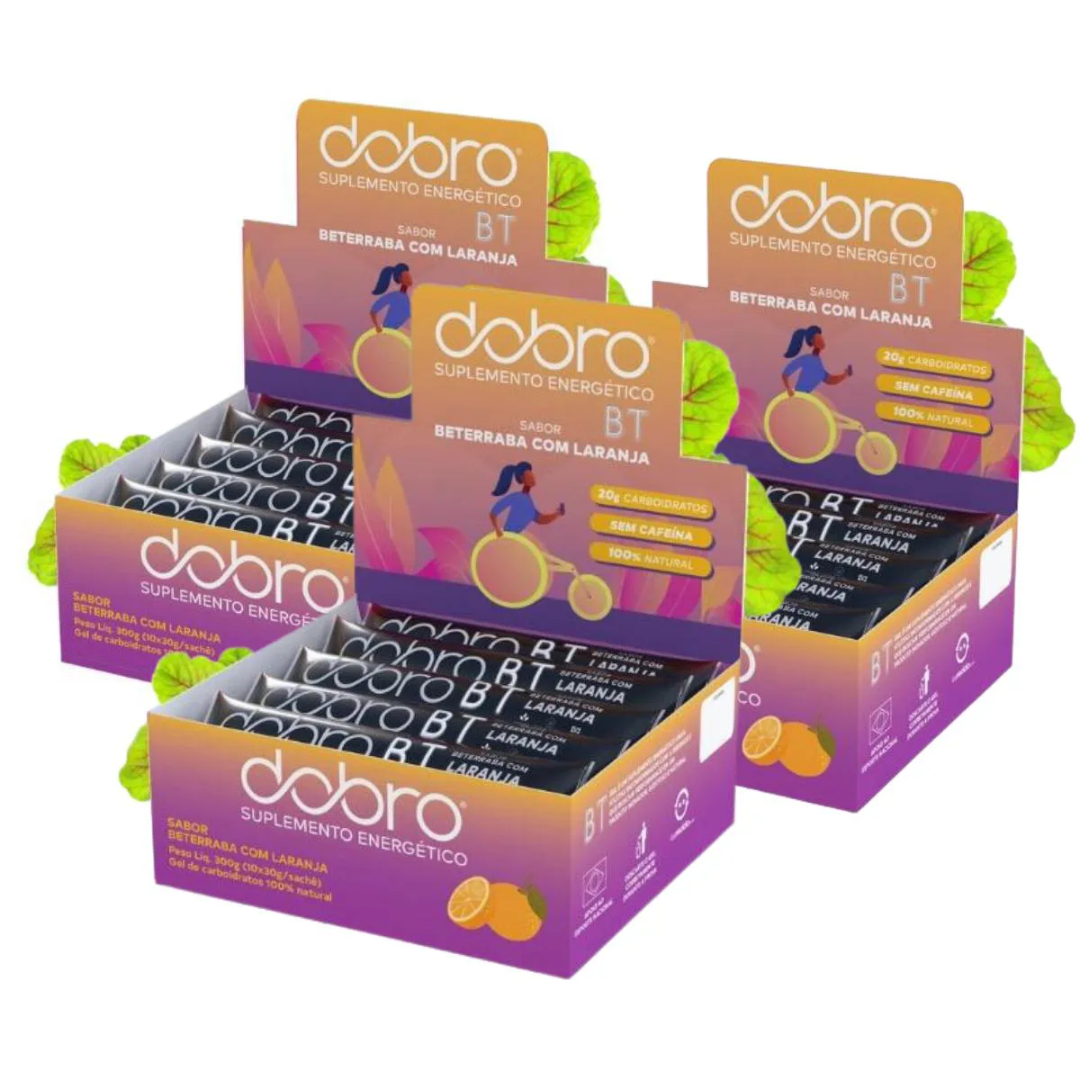 3X BT GEL REPOSITOR ENERGéTICO DOBRO LARANJA 10 UNIDADES 30G Beterraba COM Laranja