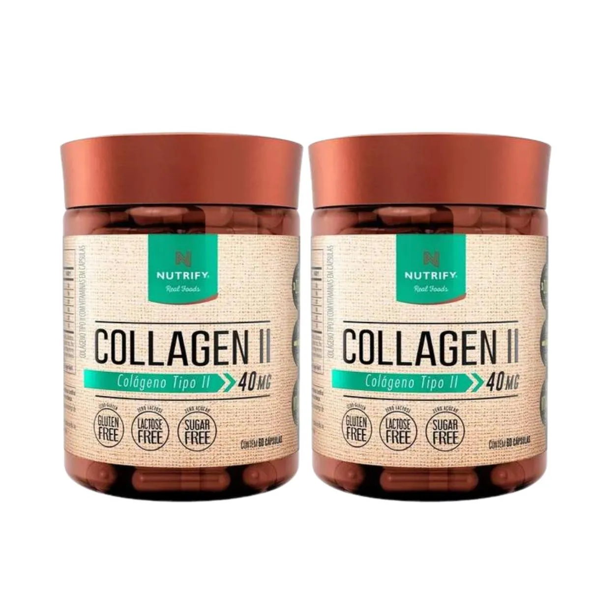 COLáGENO TIPO 2 UC 2 60 CáPSULAS NUTRIFY KIT 4 MESES SEM Sabor