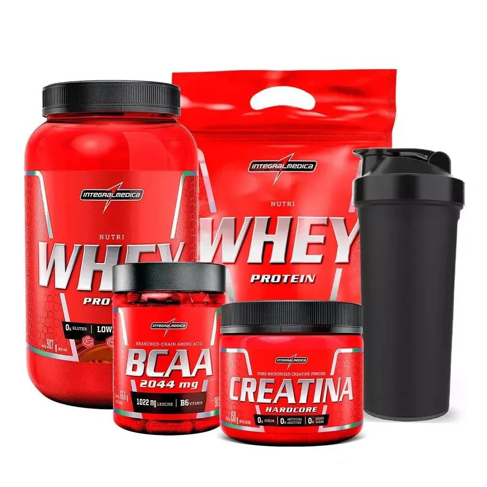 NUTRI WHEY PROTEIN REFIL BCAA CREATINA INTEGRAL MEDICA Morango